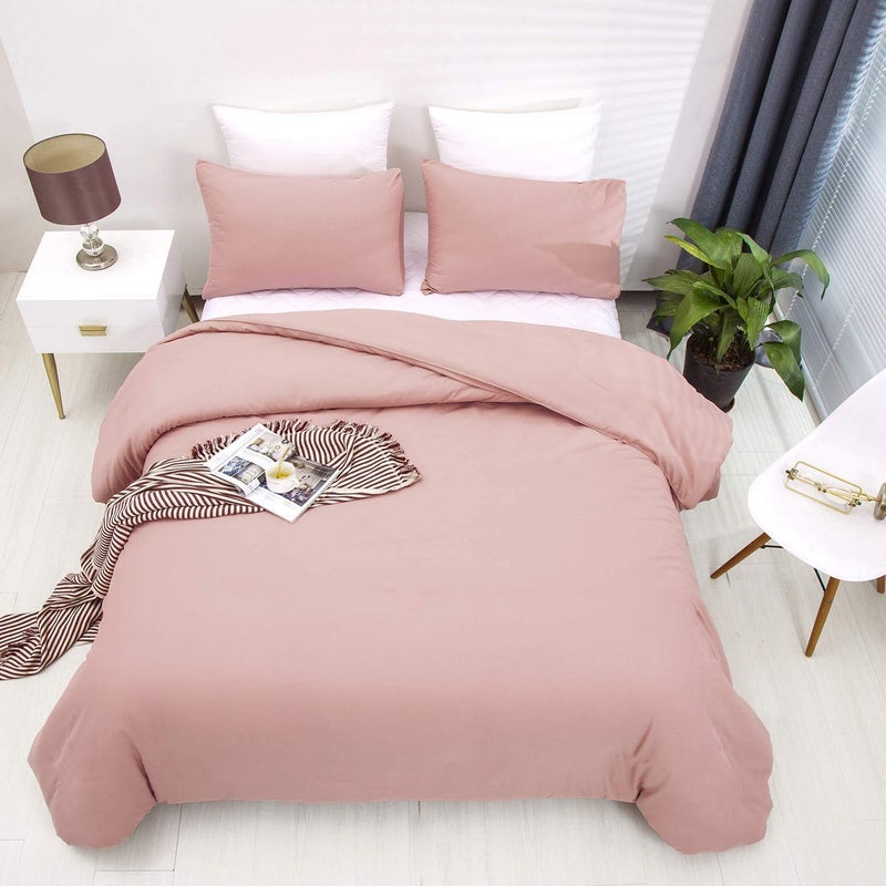Houseri Blush Pink Bedding Set - King Size Comforter, Blanket & Dusty Pink Bedding - Image 3